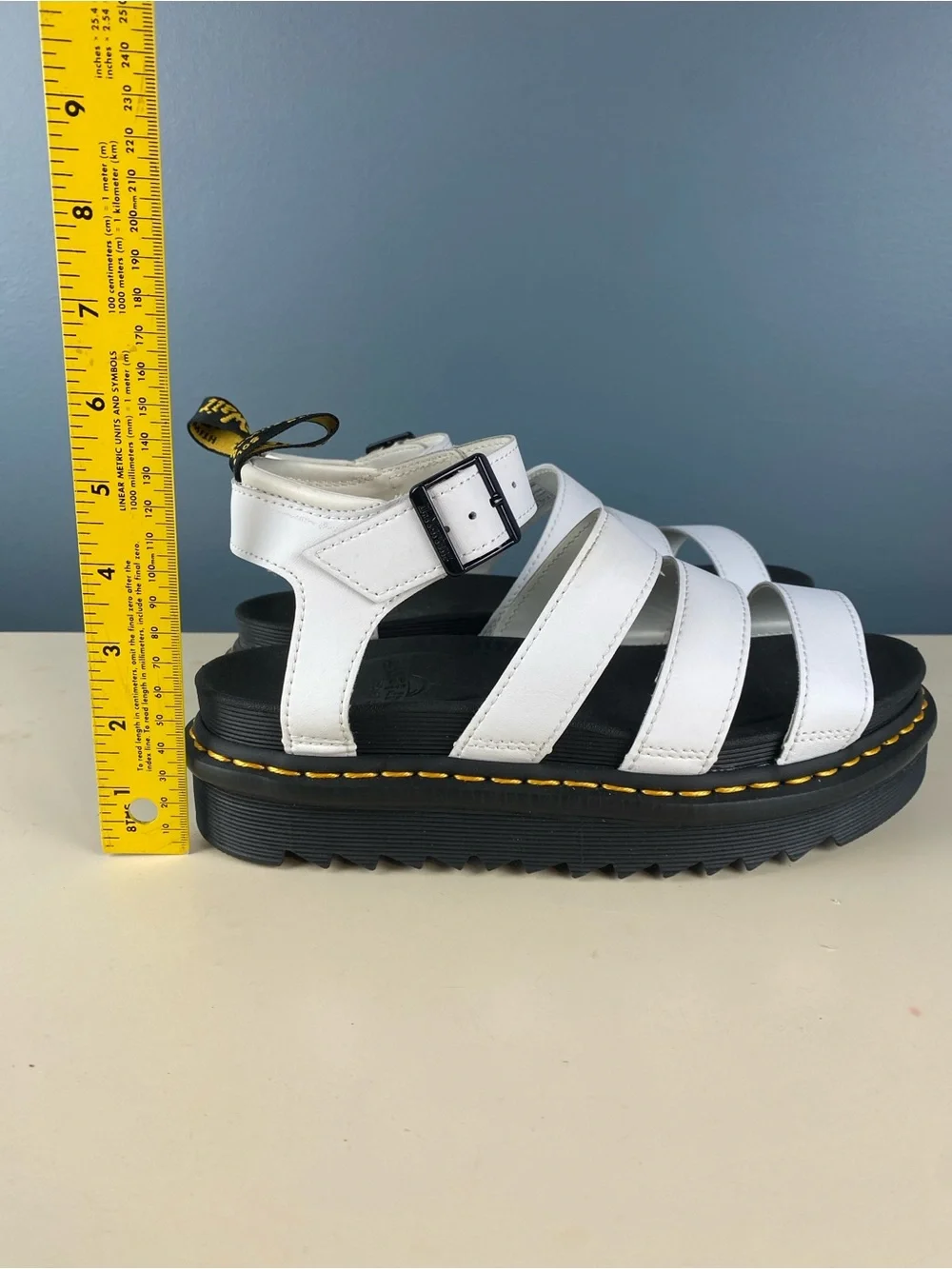 Dr. Martens Blaire White Hydro Leather Platform Gladiator Sandal Womens US 8